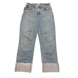 Abercrombie & Fitch Curve Love The Baggy Mid Rise Light Wash Cuffed Jeans 28 6L